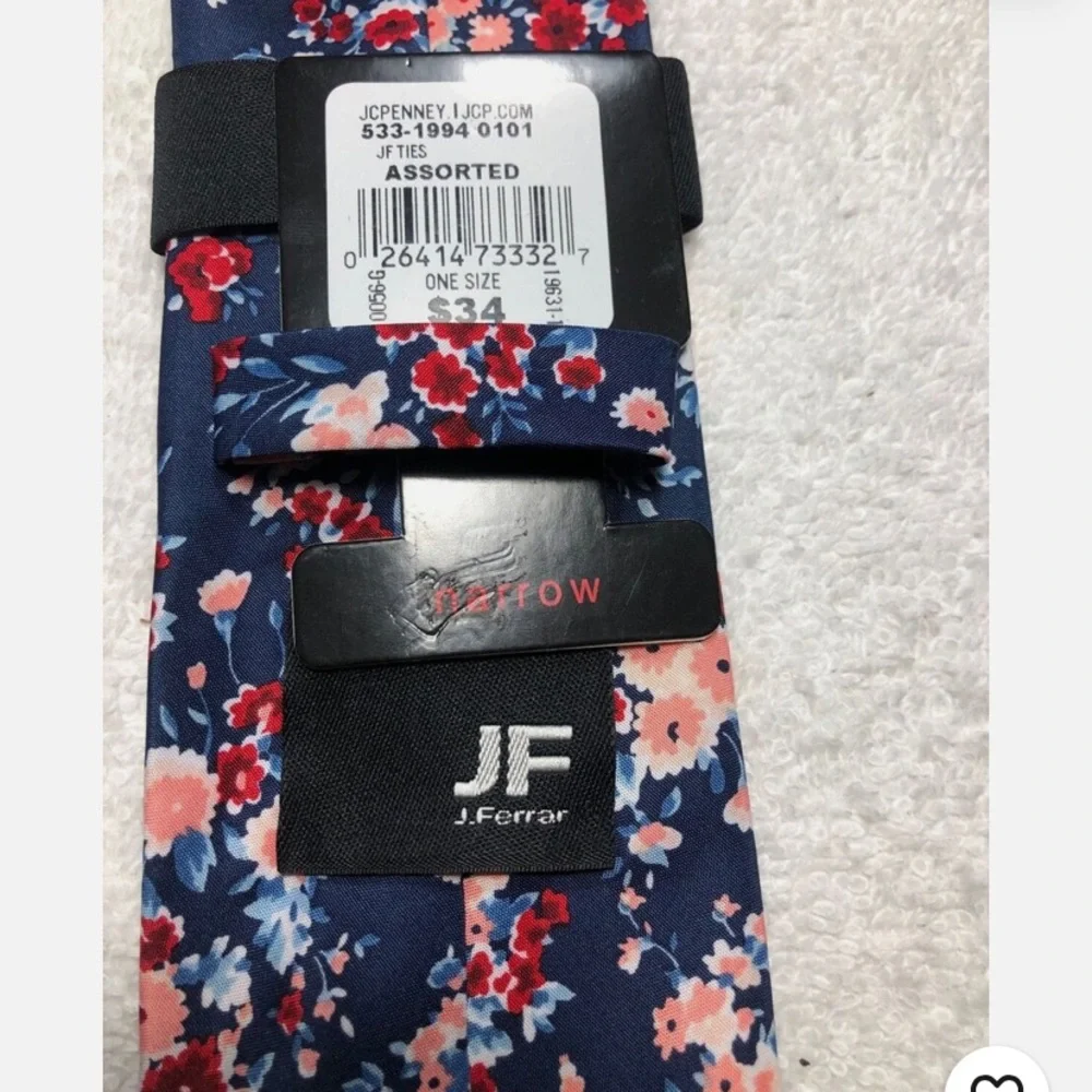 J FERRAR MENS TIE NAVY BLUE Floral